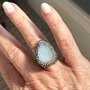 Elegant Silver and White Stone Ring